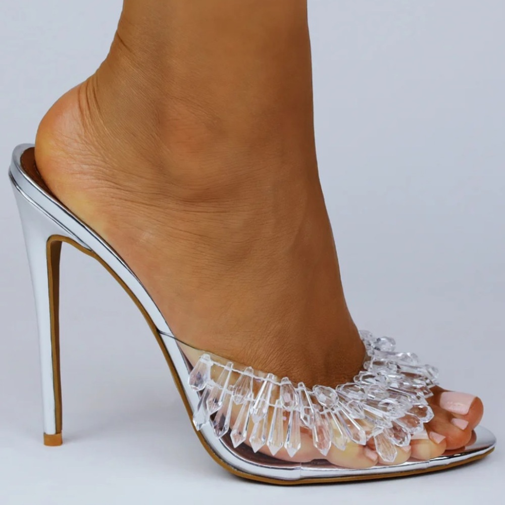 Cult of Coquette GOLDIE CLEAR DRIP CHANDELIER OPEN TOE MULES 120 MM